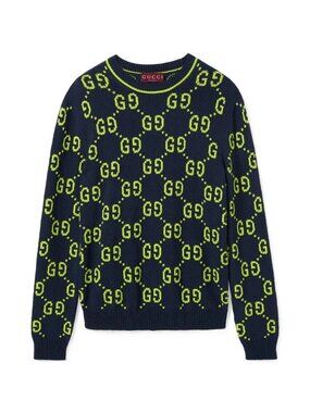 NWT GUCCI SWEATER MENS GG COTTON JACQUARD CREWNECK KNIT TOP $1,500 sz S SMALL